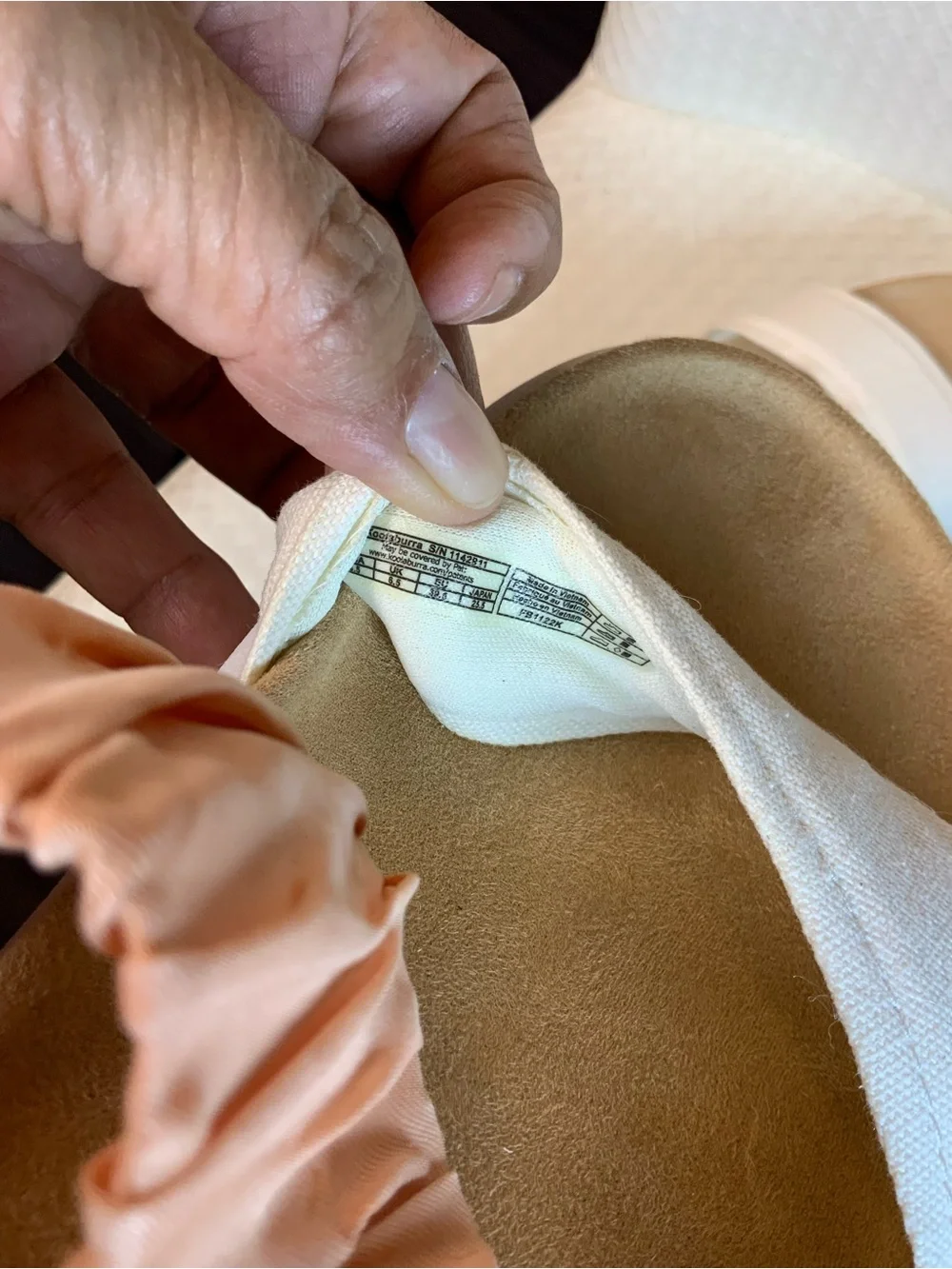 Koolaburra Peach and White Double-Strap Slide Sandals